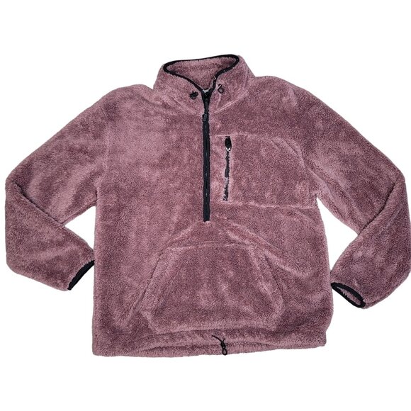 Victoria’s Secret Pink women’s mauve faux fur half zip pullover fleece jacket M - Picture 1 of 6